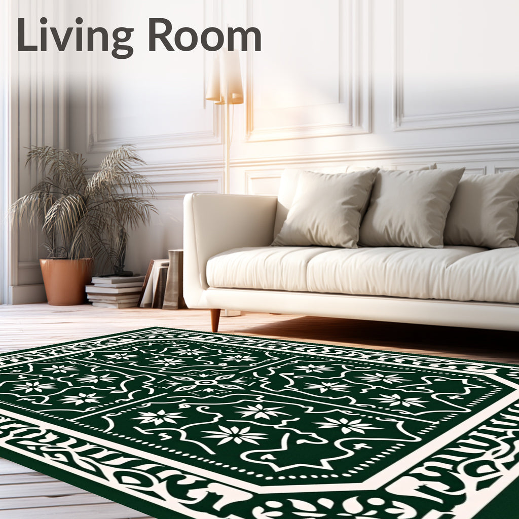 Ornate Floral Symmetrical Pattern Rug