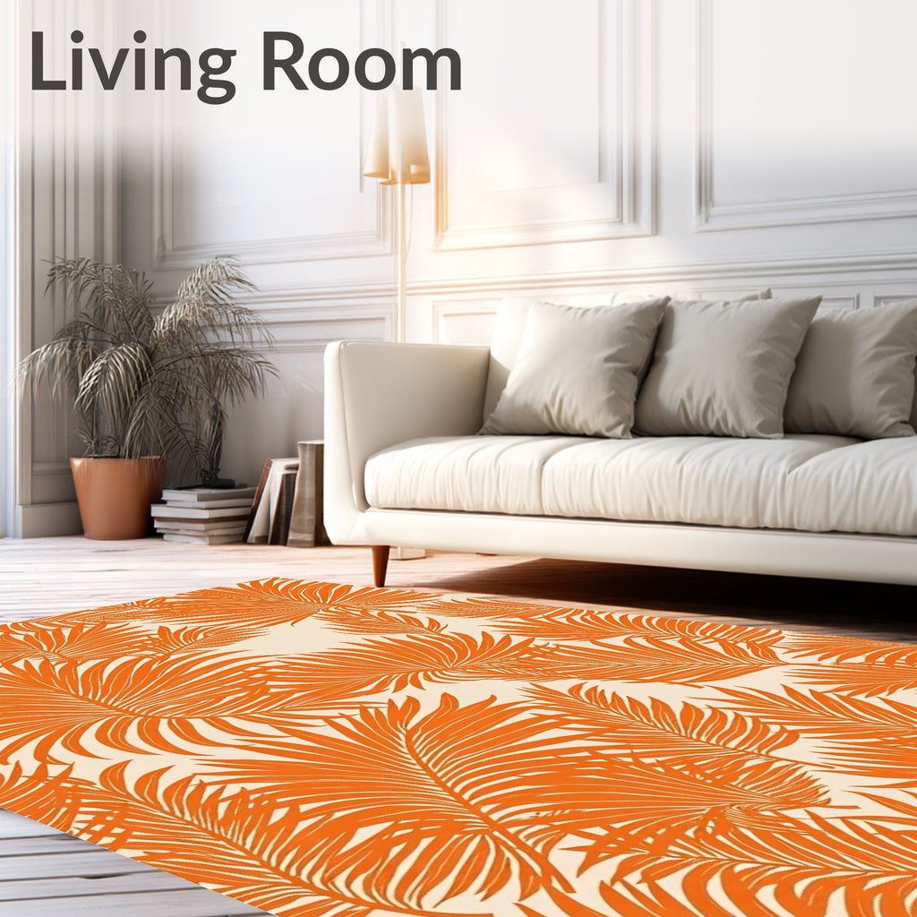 Vibrant Tropical Palm Leaf Pattern Rug