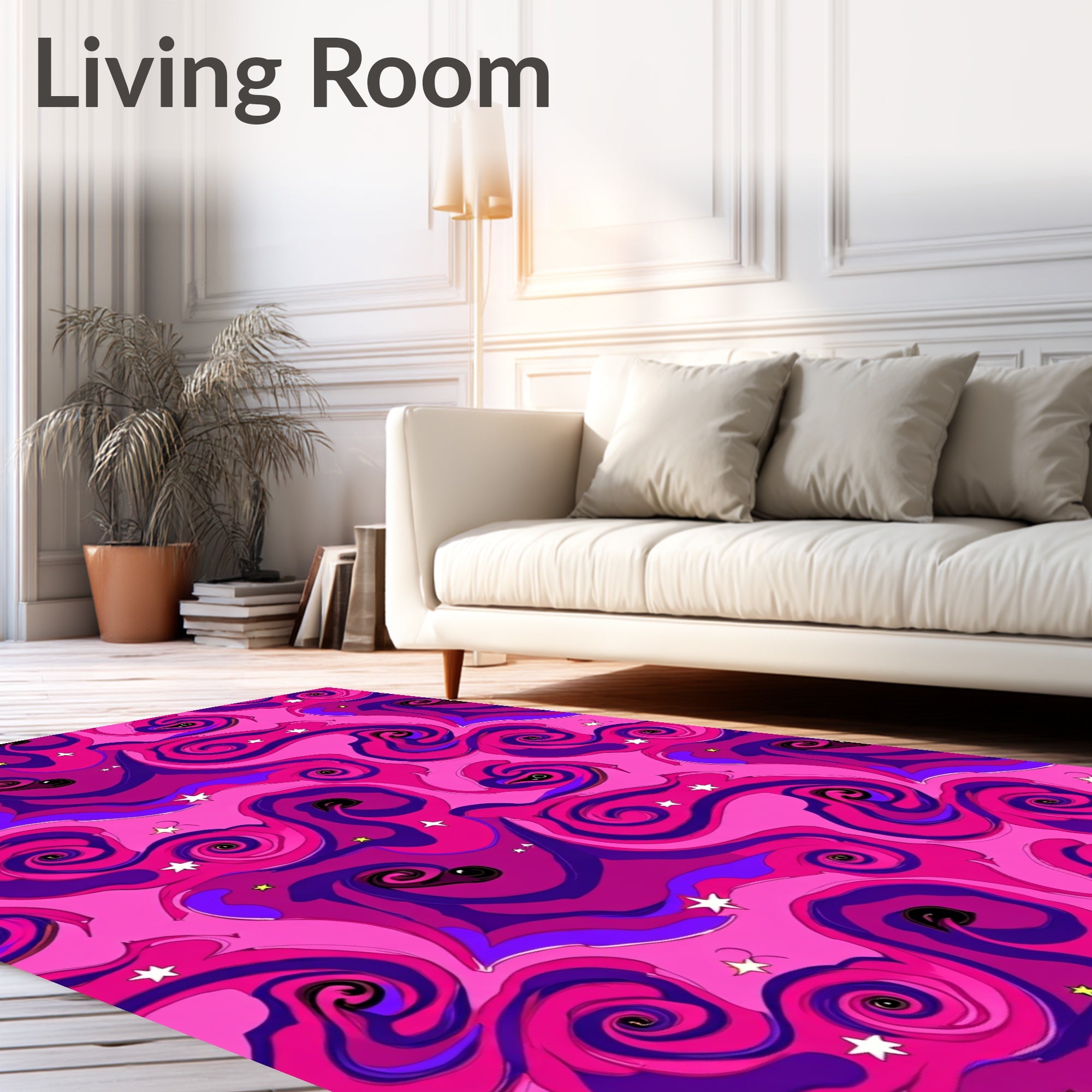 Swirling Pink Night Sky Rug