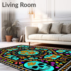 Skull Floral Pattern Rug