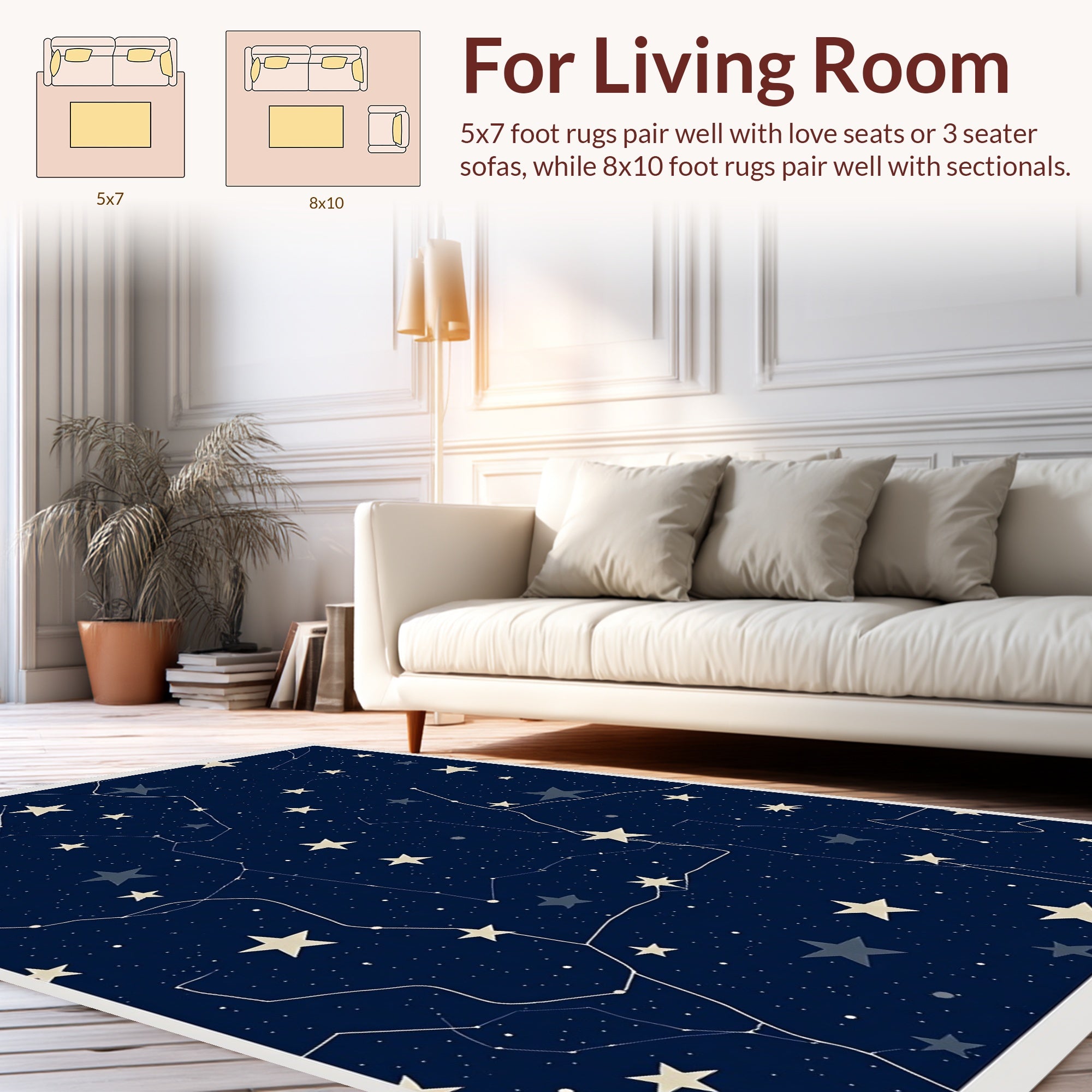 Night Sky Constellation Star Pattern Rug