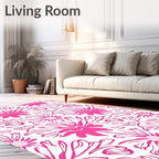 Pink Floral Outline Pattern Rug
