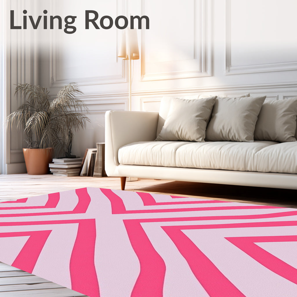 Pink Chevron Zigzag Stripes Rug