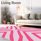 Pink Chevron Zigzag Stripes Rug
