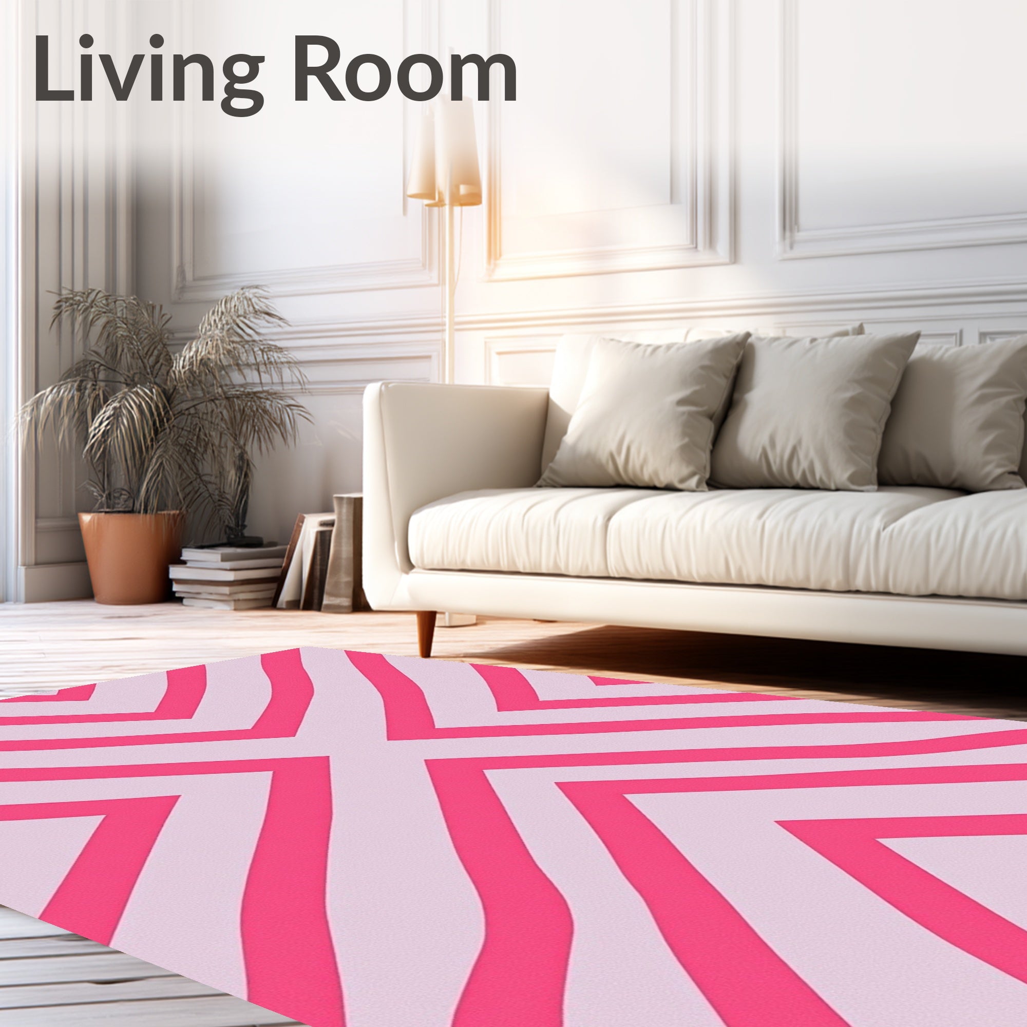 Pink Chevron Zigzag Stripes Rug