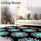 Winter Snowflake Medallion Black Rug
