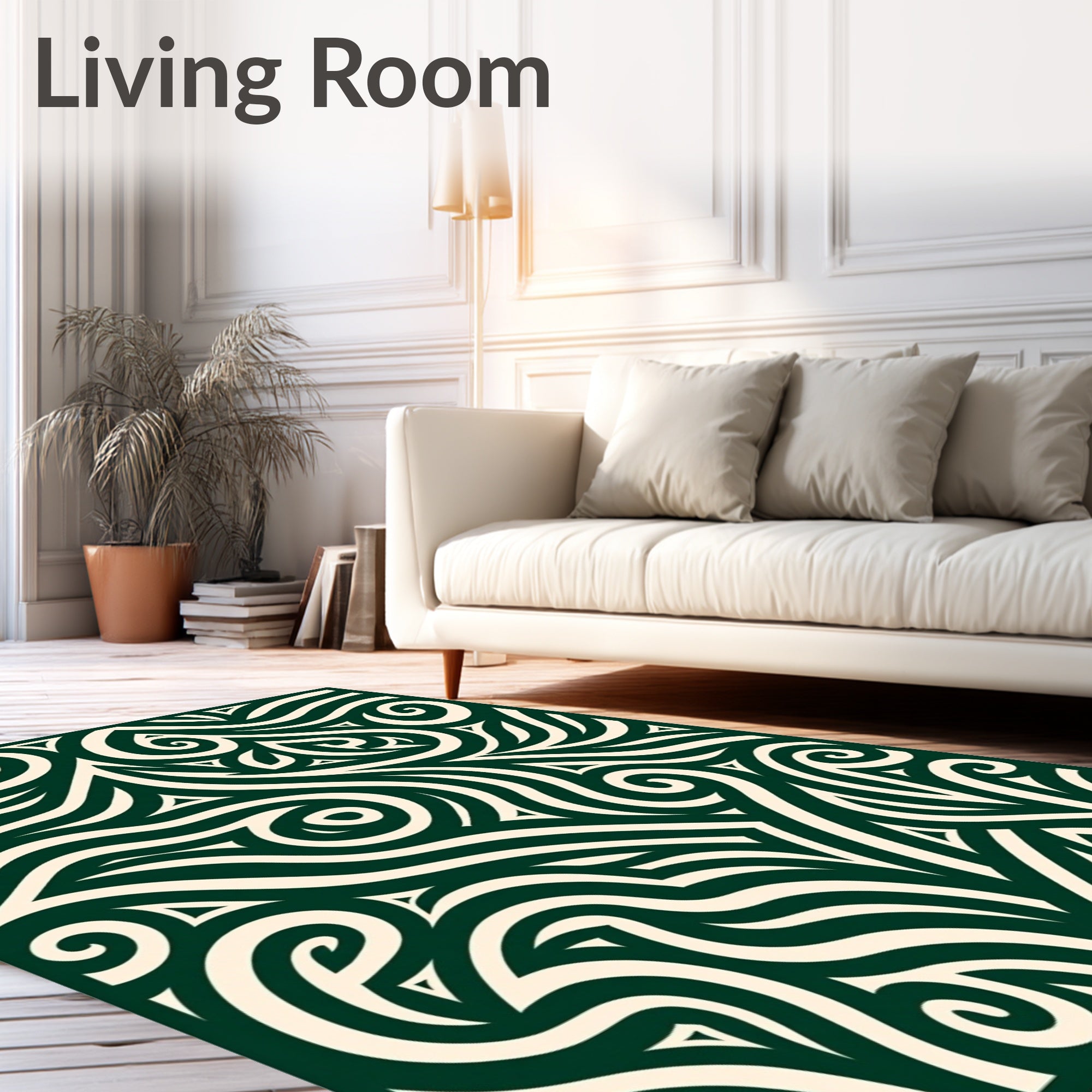 Organic Swirl Pattern Decorative Rug