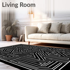 Monochromatic Linear Geometric Maze Pattern Rug