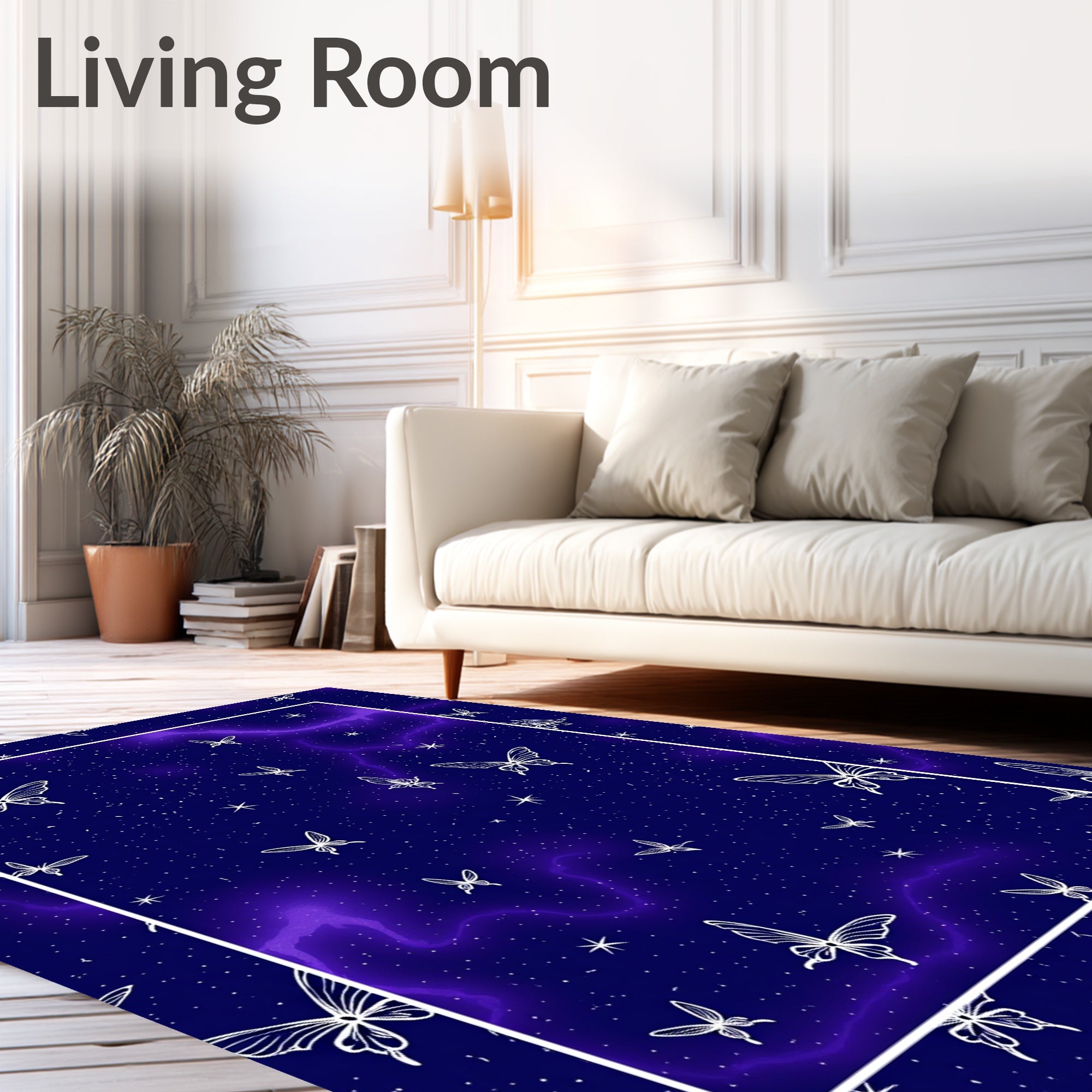Night Sky Butterfly Whimsical Pattern Rug