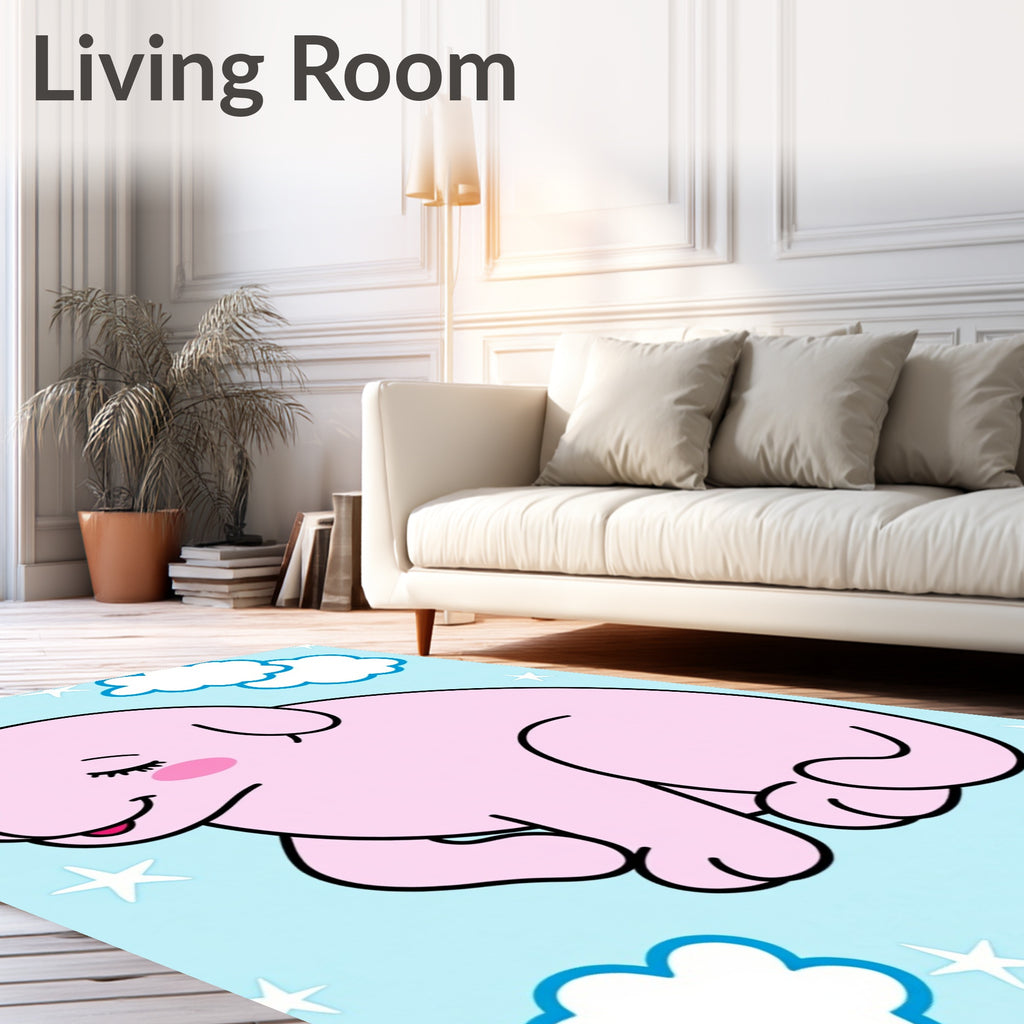 Dreamy Pink Puppy With Stars Design Rug