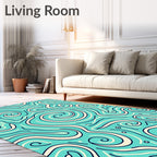 Abstract Aqua Swirls Pattern Rug