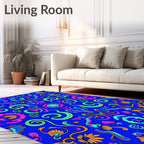 Vibrant Psychedelic Floral Swirl Pattern Rug