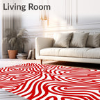 Bold Red Organic Lines Design Rug