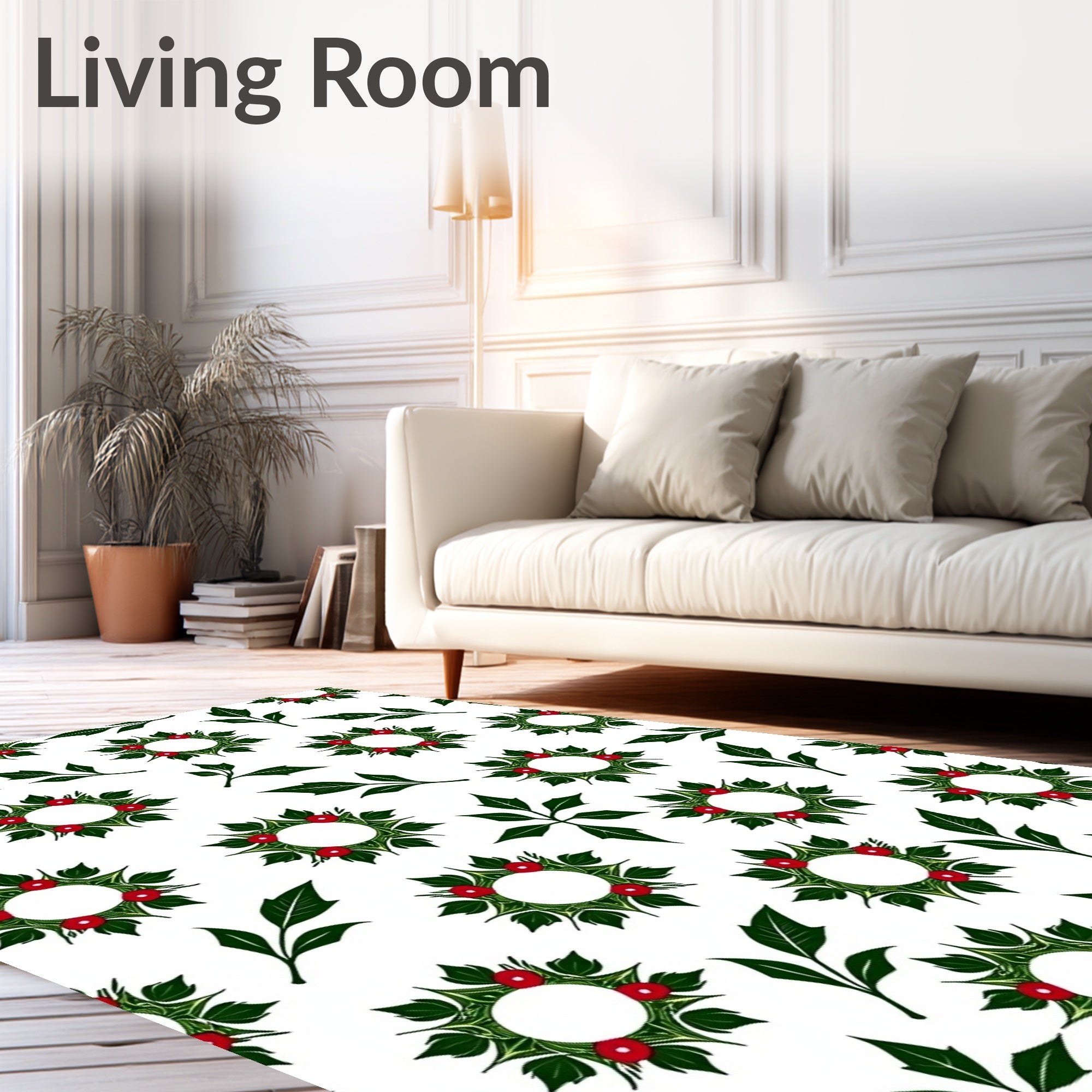 Festive Wreath Leaf Pattern Rug