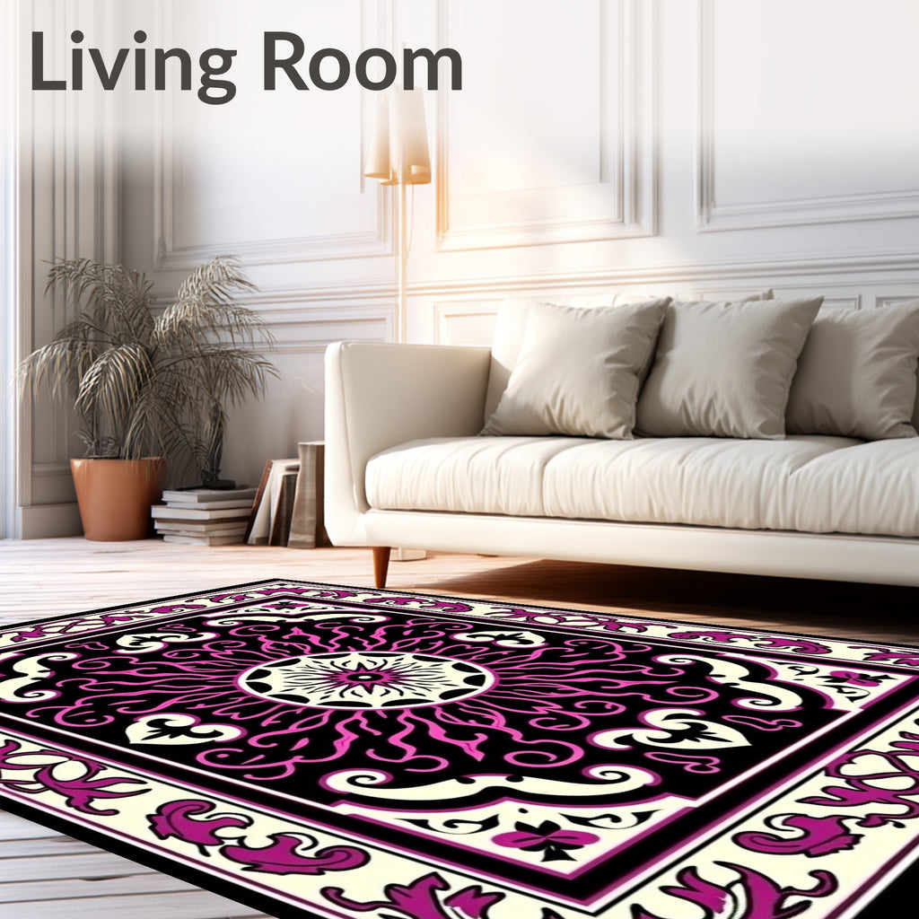 Ornate Pink and Cream Floral Mandala Rug