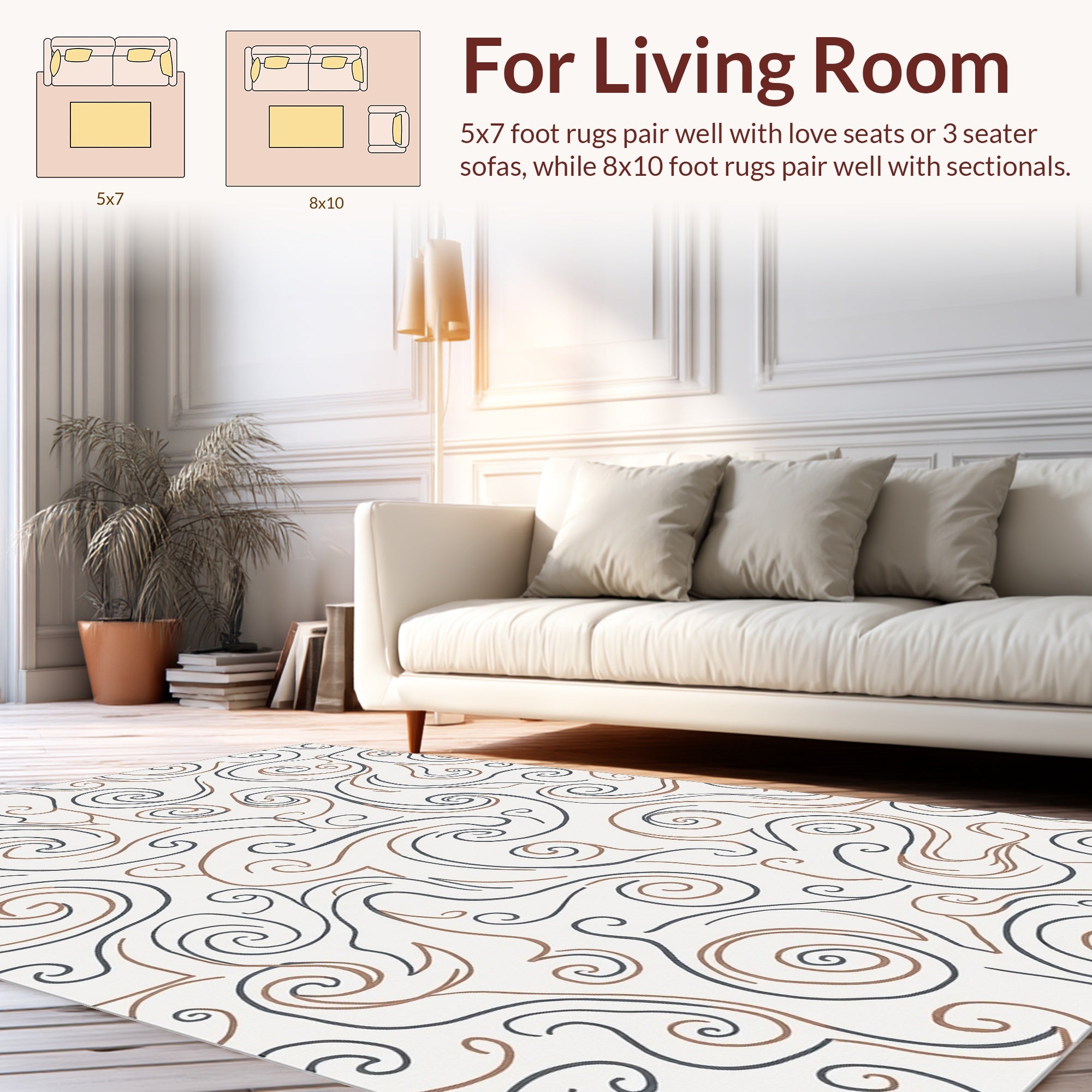 Elegant Swirl Pattern Design Rug