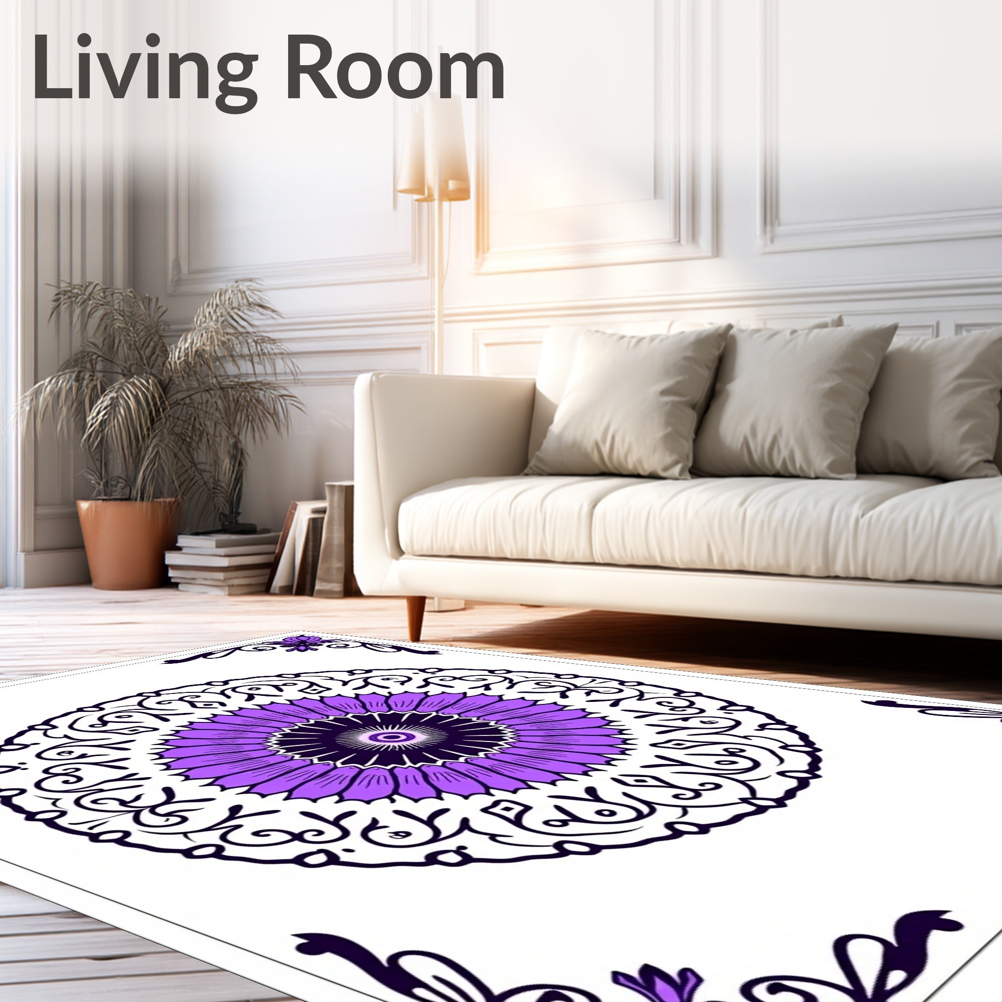 Purple Floral Mandala Pattern Rug