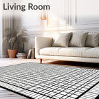 Monochromatic Abstract Grid Pattern Rug