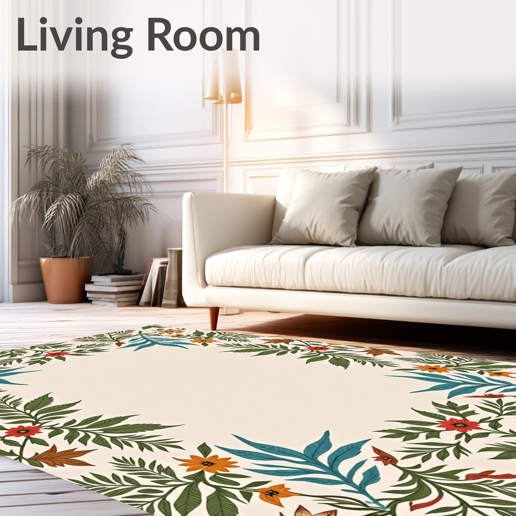 Vintage Floral Vine Border Design Rug