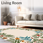 Vintage Floral Vine Border Design Rug