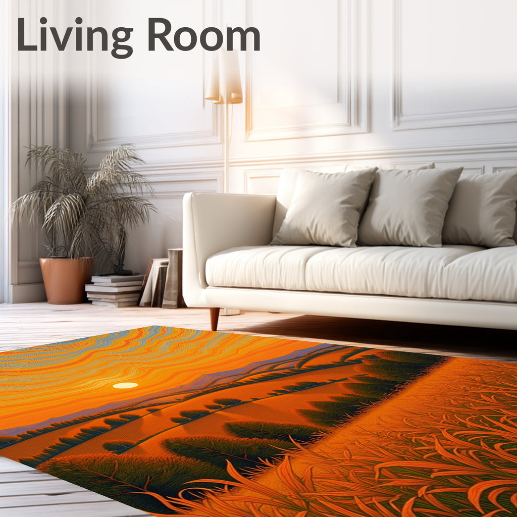 Sunset Wavy Fields Rug Design Rug