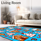 Whimsical Gingerbread Christmas Trees Houses Rug