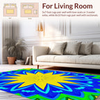 Vibrant Geometric Starburst Mandala Rug