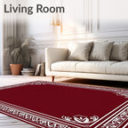 Classic White Floral Geometric Border Rug