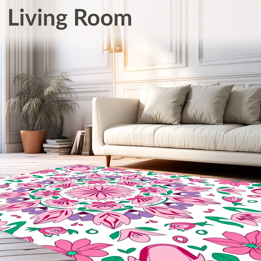 Floral Mandala Pattern with Delicate Petals Rug