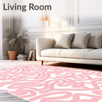 Whimsical Pink Line Art Pattern Rug