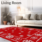 Red Snowflake Border Pattern Rug