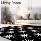 Sharp Starburst Black White Pattern Rug
