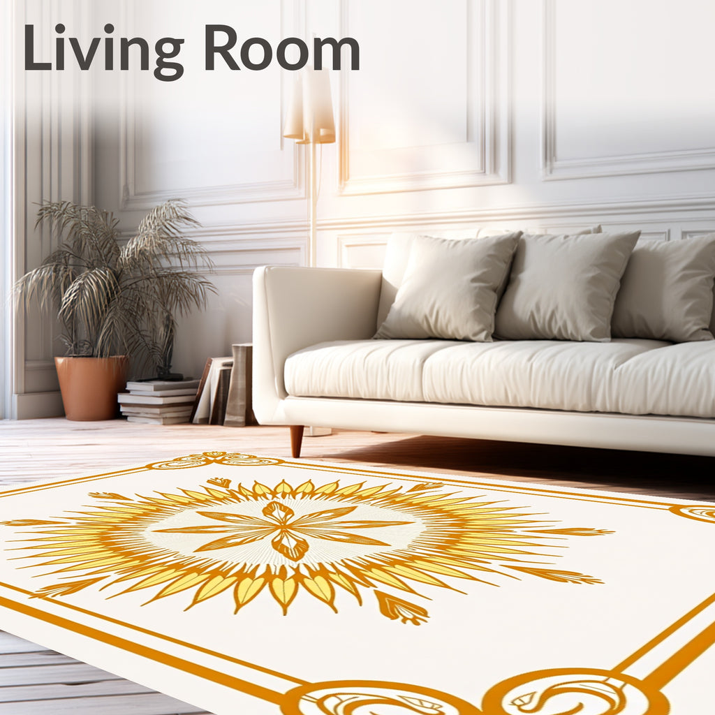 Golden Sunburst Art Deco Rug