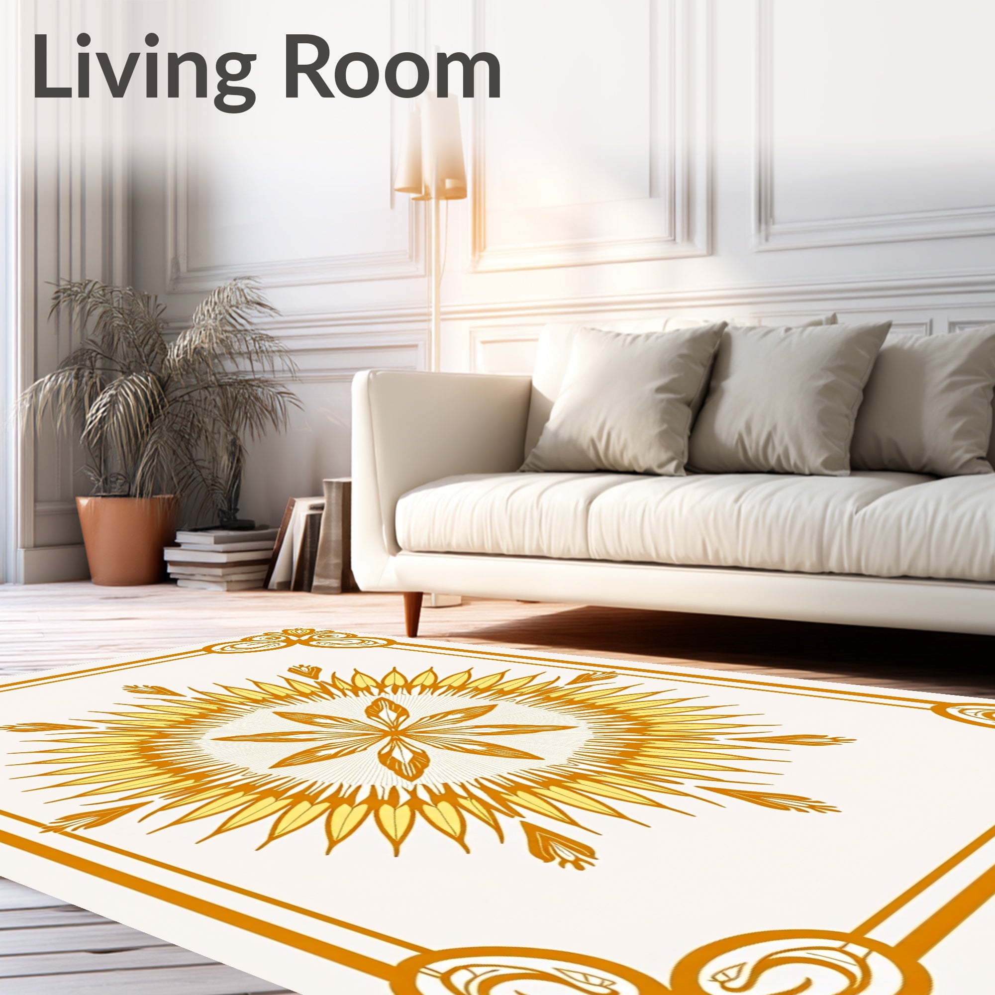 Golden Sunburst Art Deco Rug