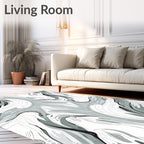 Abstract Flowing Monochrome Motion Pattern Rug