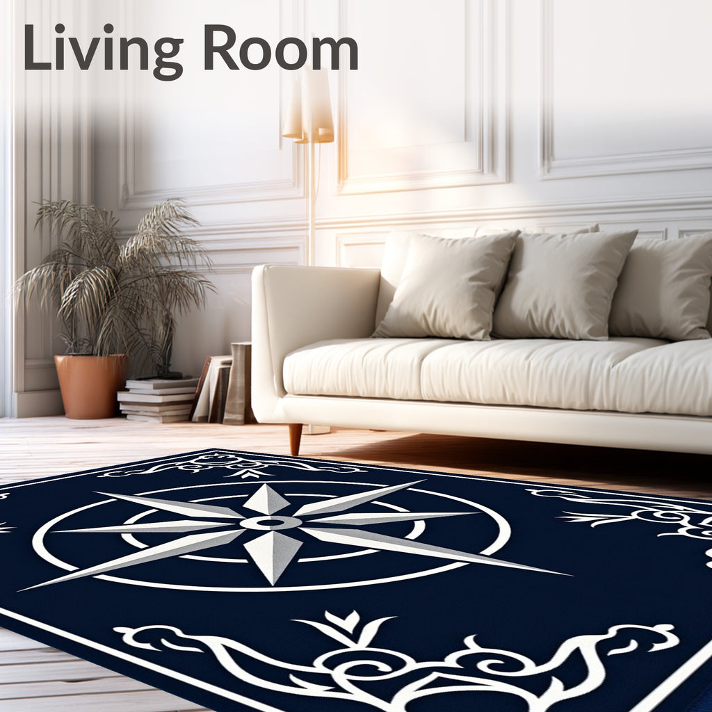 Nautical Compass Rose Graphic Rug