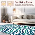 Wavy Blue And Green Stripes Rug