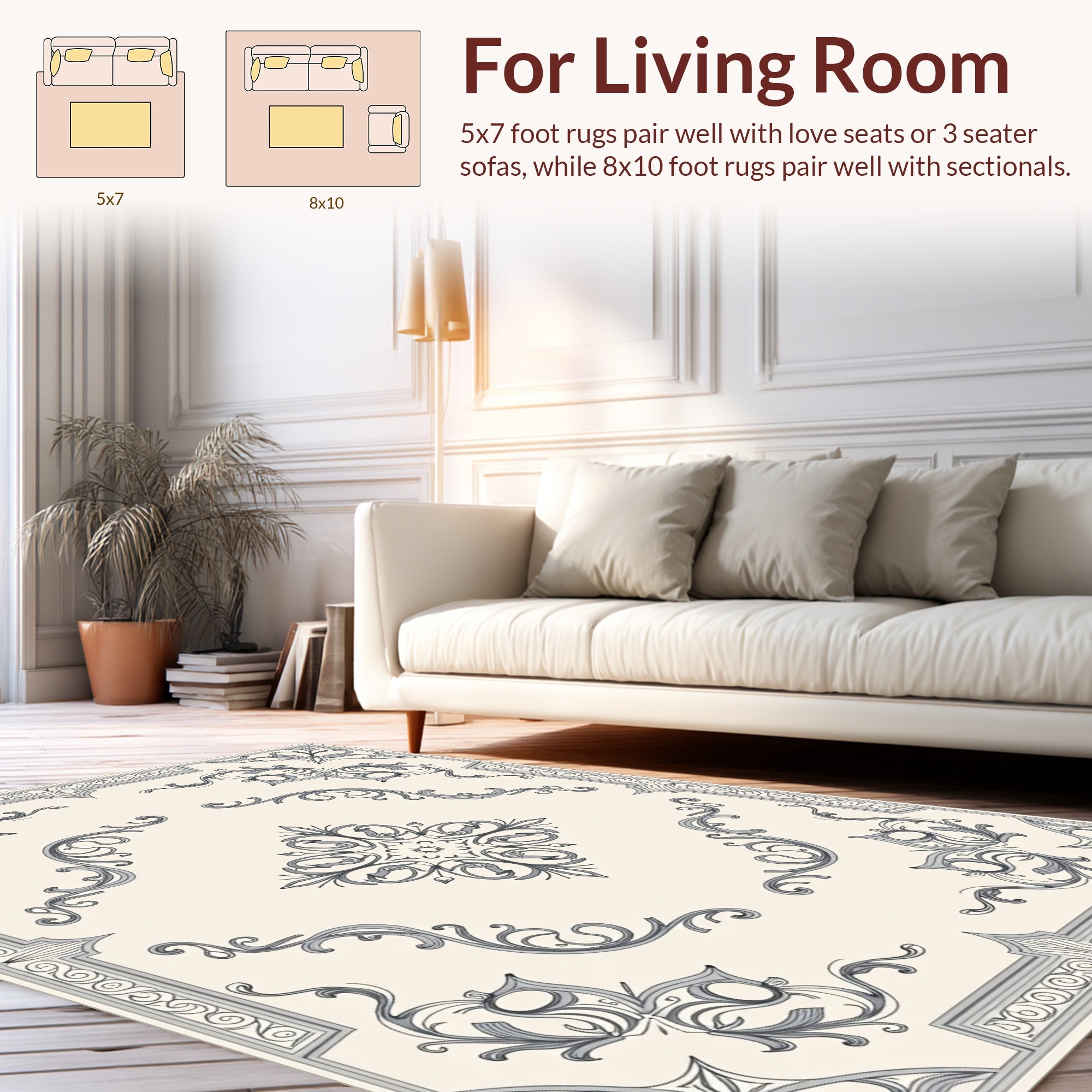 Elegant Ornamental Scrollwork Design Rug