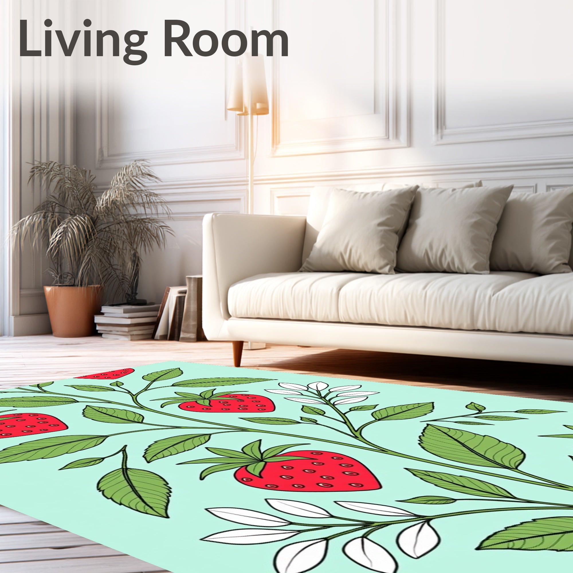 Strawberry Vine Botanical Pattern Rug