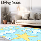 Dreamy Sky Star and Cloud Pattern Rug
