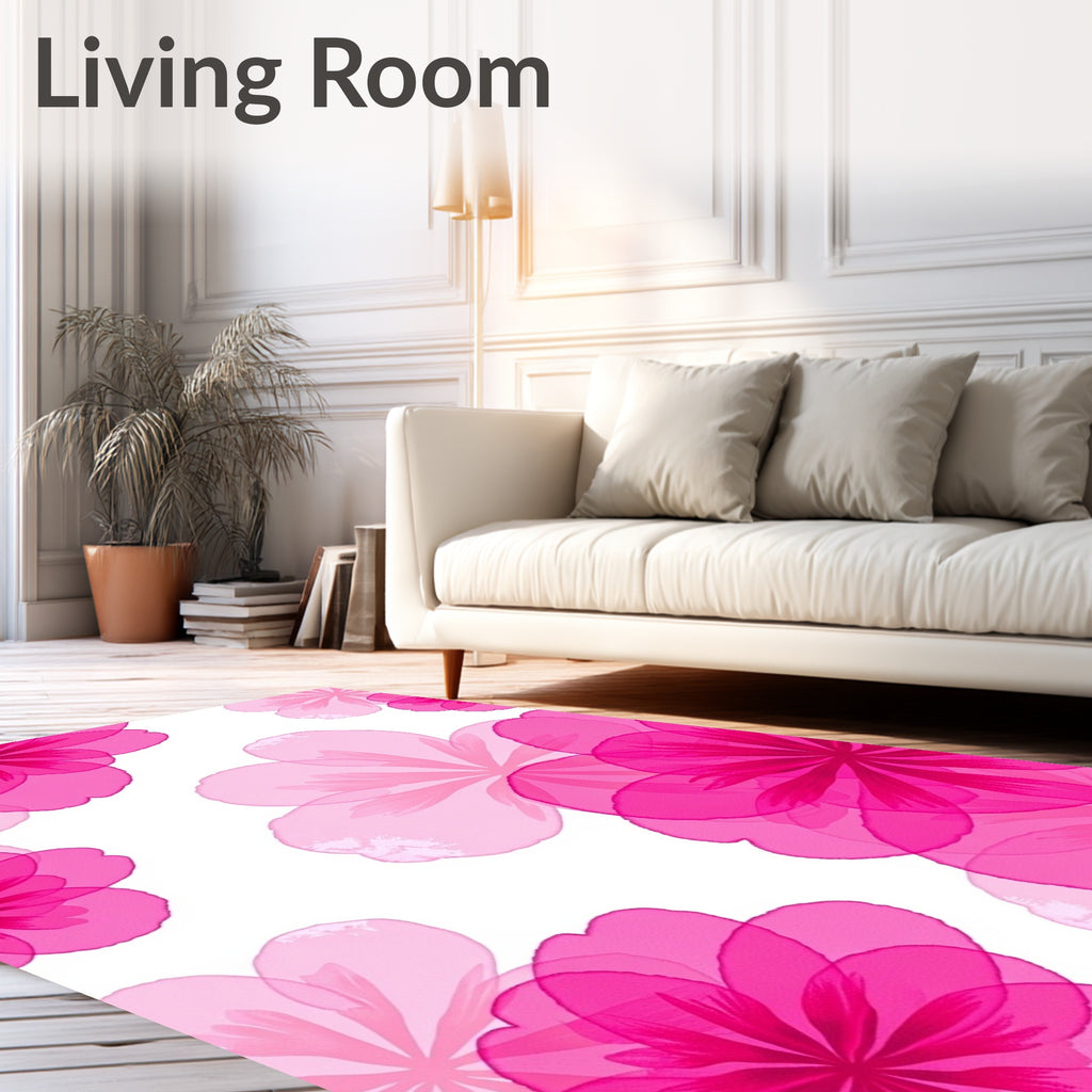 Vibrant Transparent Floral Pink Rug