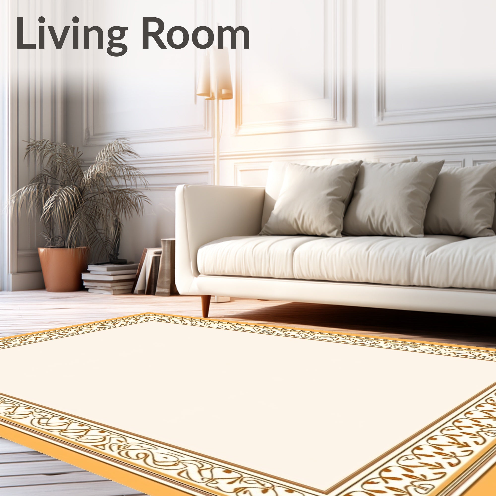 Elegant Floral Border Pattern Rug