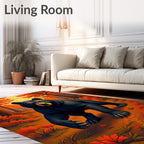 Rustic Forest Bear Autumn Landscape Design Rug