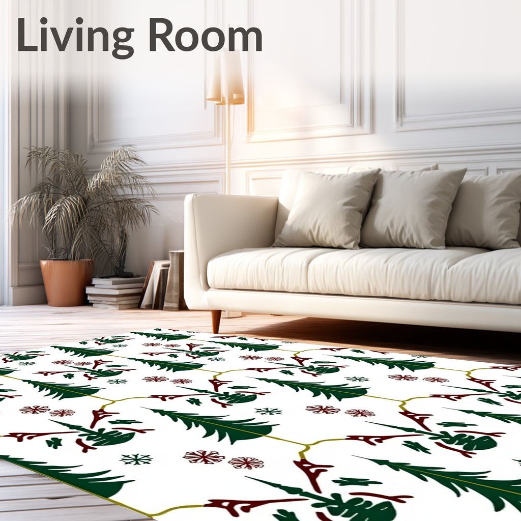 Frosted Pine and Holly Garland Rug