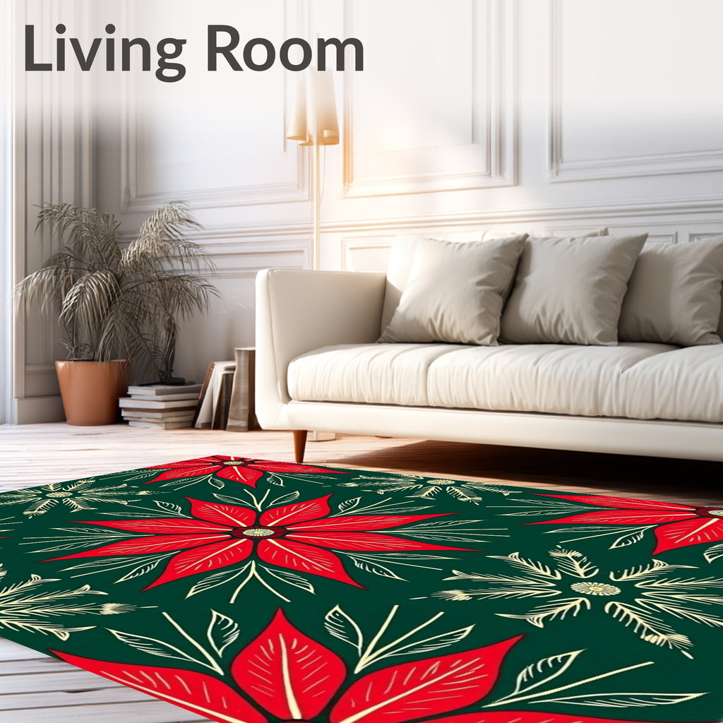 Bold Red Floral Pattern Rug
