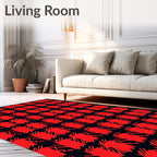 Bold Red Black Houndstooth Pattern Rug