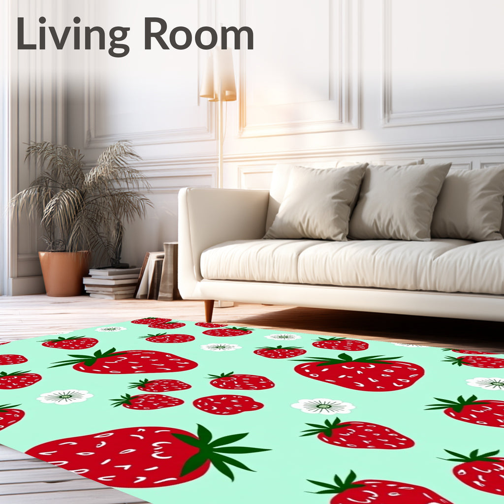 Sweet Strawberry Floral Pattern Design Rug
