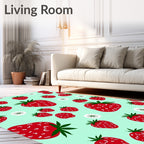Sweet Strawberry Floral Pattern Design Rug