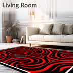 Bold Red Swirl Abstract Pattern Rug