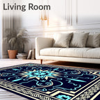 Elegant Floral And Geometric Border Rug